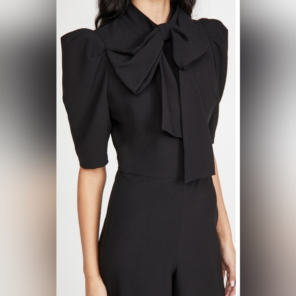 Chic Mock Neckline with Bow Black Jumpsuit Size XL - Picture 4 of 8